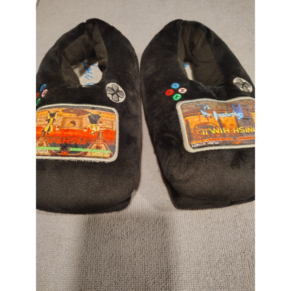 Zacc & Kia Kids Gamer Slippers Mortal Kombat Finish Him Black Plush House Shoes